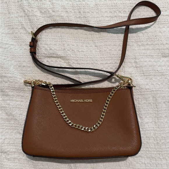 Michael Kors Tan Crossbody Bag with Gold Chain - Picture 1 of 2